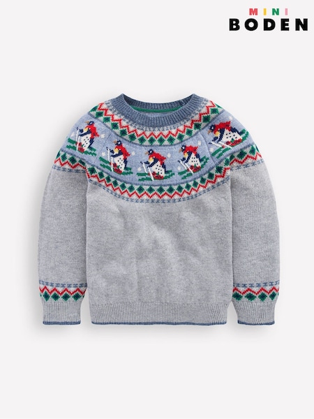 Boden Grey Penguin Fair Isle Jumper (G48912) | €47 - €53