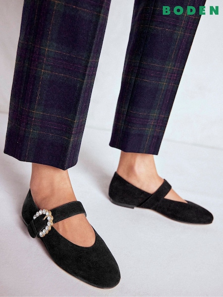 Boden Black Kylie Buckle Mary Janes Flats (G48945) | €164