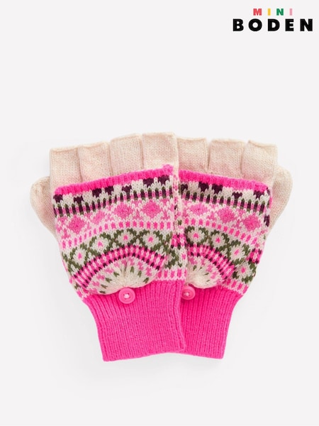Boden Pink Fair Isle Mittens (G48957) | €26 - €30