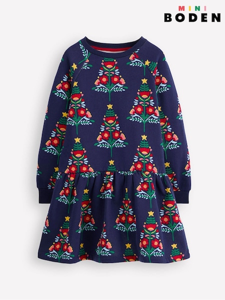 Boden Blue Christmas Cosy Sweatshirt Dress (G48982) | €36 - €44