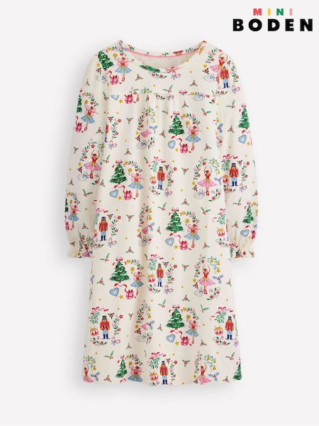 Boden Cream Nutcracker Printed Long Sleeve Nightie (G49001) | AED157 - AED186