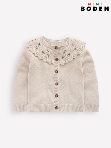 Boden Cream Embroidered Yoke Cardigan (G49004) | €50 - €58