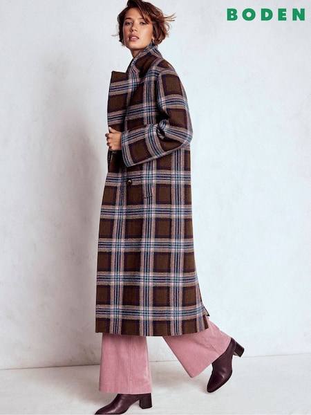 Boden Brown Cocoon Wool Coat (G49007) | 1,865 QAR