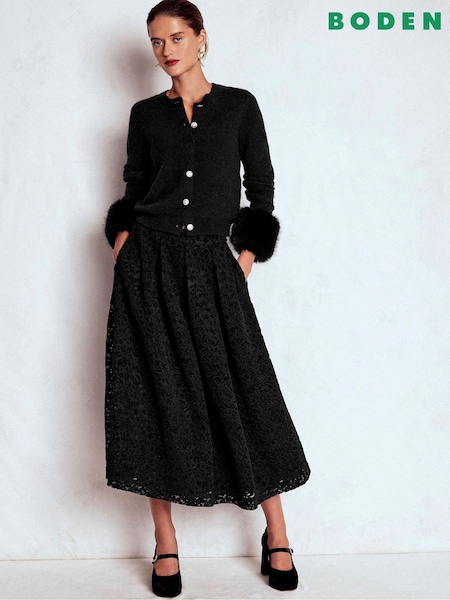 Boden Black Verity Lace Midi Skirt (G49022) | AED809