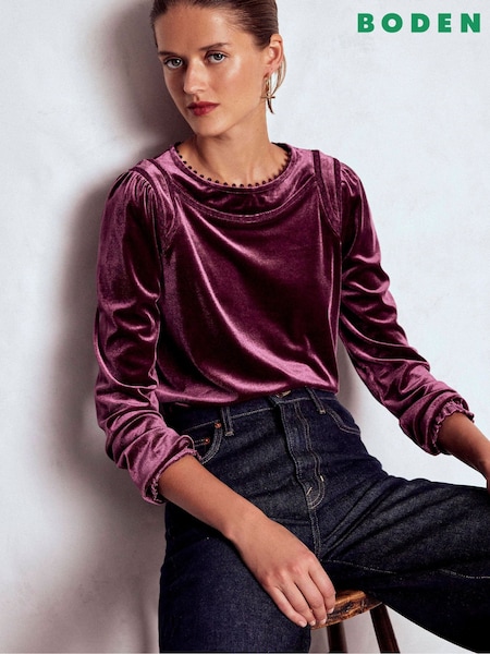 Boden Purple Mila Velvet Top (G49029) | €83