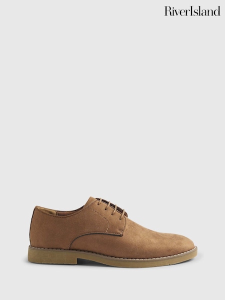 River Island Brown Faux Suede Derby Shoes (G49098) | €50