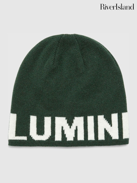 River Island Green Football Graphic Beanie (G49107) | €20