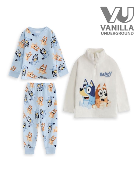 Vanilla Underground Blue Bluey Long Sleeve Long Leg Pyjamas Set 3 Piece (G49141) | ₪236