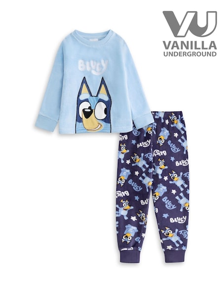 Vanilla Underground Blue Bluey Fleece Long Sleeve Long Leg Pyjamas Set (G49151) | €36