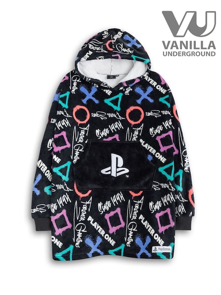 Vanilla Underground Black PlayStation Logo Blanket Hoodie (G49163) | AED197