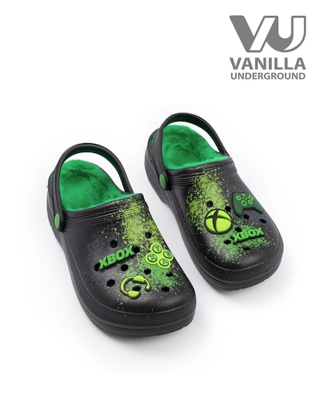 Vanilla Underground Black Xbox Logo Fur Lined Clogs (G49166) | €25