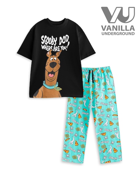 Vanilla Underground Black Scooby Doo Character Short Sleeve Long Leg Pyjamas Set (G49178) | €50
