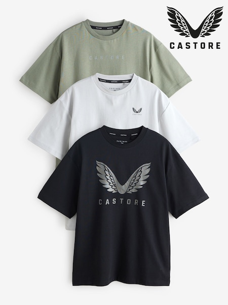 Verde caqui - Castore Oversized Short Sleeve Logo Cotton T-Shirts 3 Pack (G49246) | 45 € - 51 €