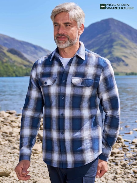 Lys Blå - Mountain Warehouse Trace Mens Flannel Long Sleeve Shirt (G49348) | kr424