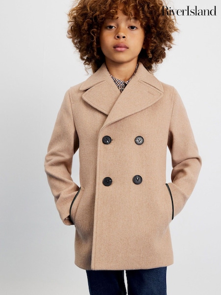 River Island Natural Smart Button Peacoat (G49381) | R$ 385
