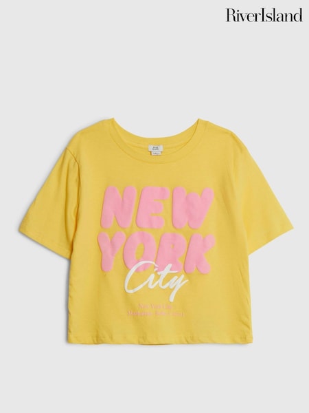 River Island Yellow New York T-Shirt (G49384) | AED82