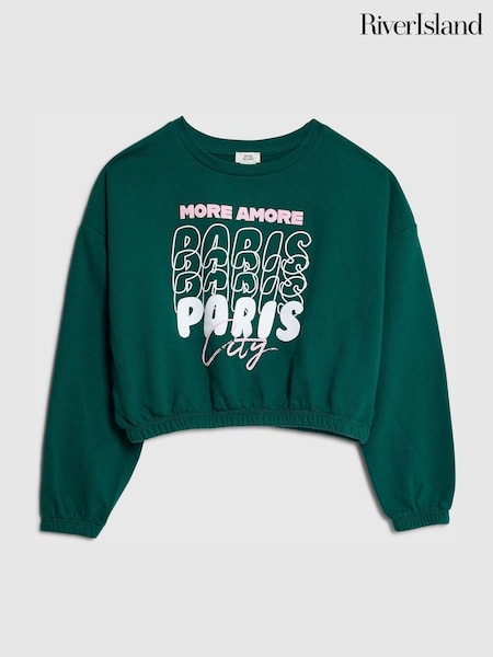 River Island Green Paris City Sweat Shirt (G49400) | €20