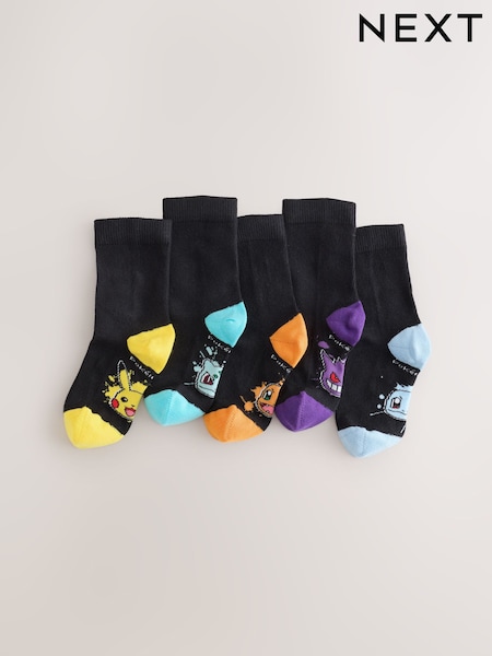 Pokemon Black - Cotton Rich Socks 5 Pack