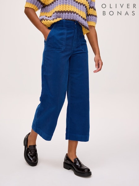 Oliver Bonas Corduroy Cropped Wide Leg Trousers (G49492) | ‏346 ر.ق.