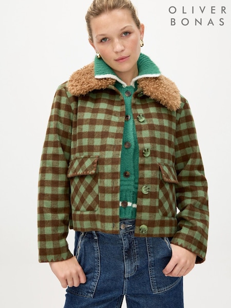 Oliver Bonas Green Checked Coat (G49499) | €141