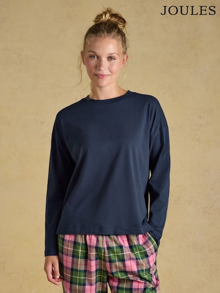 Navy - Joules Cotton Long Sleeve Pyjama Top