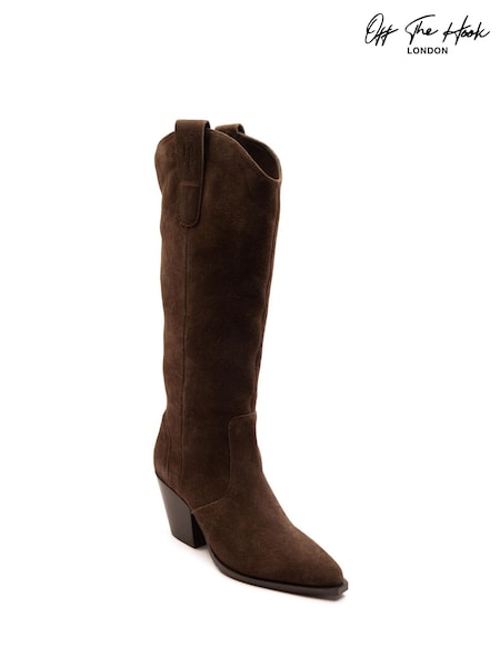 Off The Hook Brown Austin Pointed-Toe Knee-High Western Boots (G49645) | €95