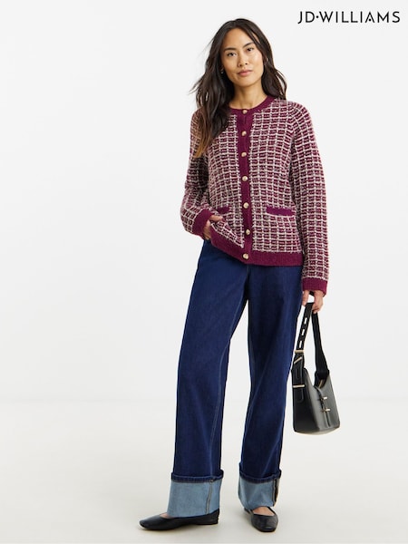 JD Williams Red Lurex Checked Cardigan (G49688) | AED262