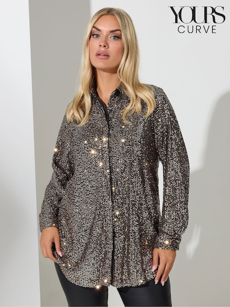 Yours Curve Gold London Sequin Shirt (G49765) | €63