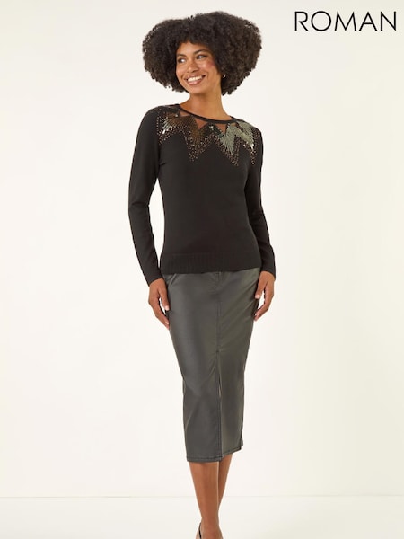Roman Black Sequin Mix Knit Jumper (G49785) | €58