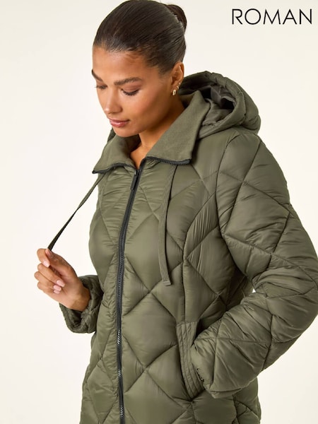 Roman Green Diamond Quilt Padded Coat (G49792) | €89