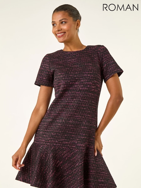 Roman Red Textured Frill Hem Short Dress (G49860) | €63