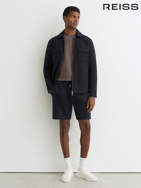 Reiss Navy Reid Premium Interlock Drawstring Shorts (G49904) | SGD 215