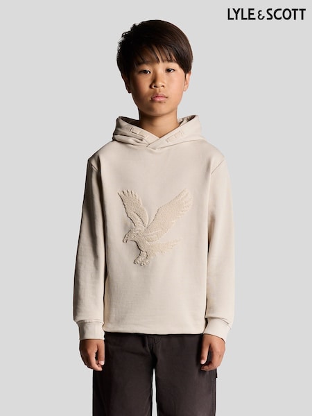 Lyle & Scott White Towelling Eagle Pullover Hoodie (G49998) | €96