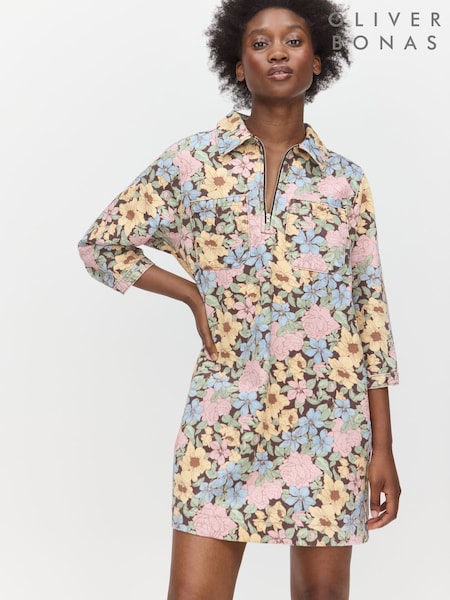 Oliver Bonas Pink Half Zip Mini Dress (G50010) | €104
