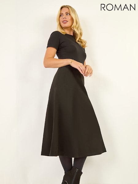 Roman Black Petite Suede A-Line Skirt (G50026) | AED306