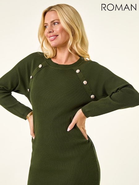 Roman Green Petite Button Detail Knit Dress (G50027) | €85