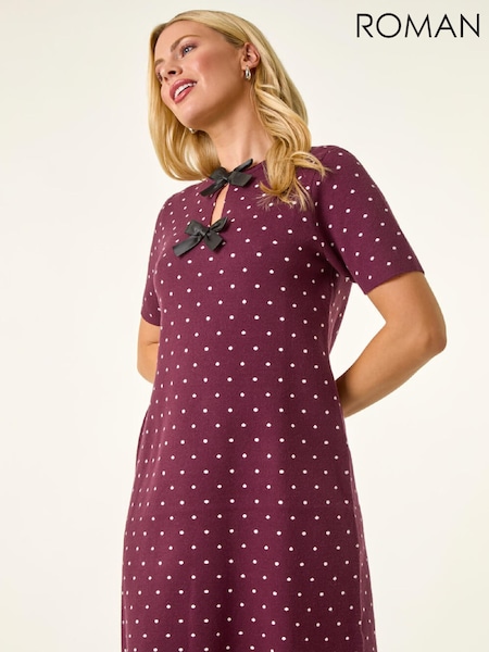 Roman Purple Petite Polka Dot Knit Dress (G50041) | €69