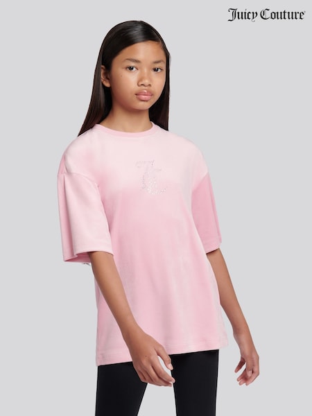 Juicy Couture Pink Velour Oversize T-Shirt (G50315) | AED204