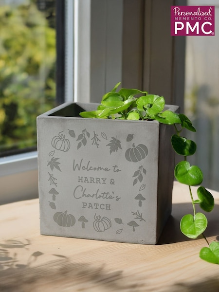 Personalised Pumpkin Concrete Plant Pot by PMC (G50359) | €23
