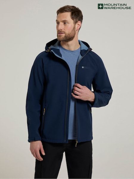 Mountain Warehouse Blue Exodus Mens Showerproof Softshell Coat Jacket (G50394) | €83