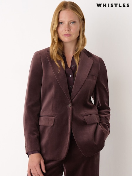 Whistles Brown Cotton Velvet Tailored Blazer (G50429) | €253