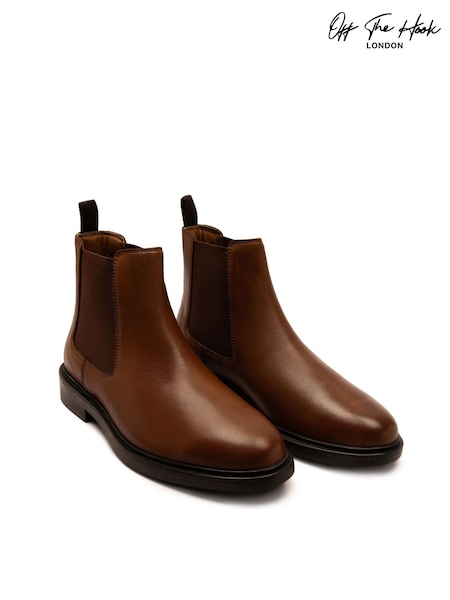 Off The Hook Brown Torrance Leather Slip On Chelsea Boots (G50451) | €84