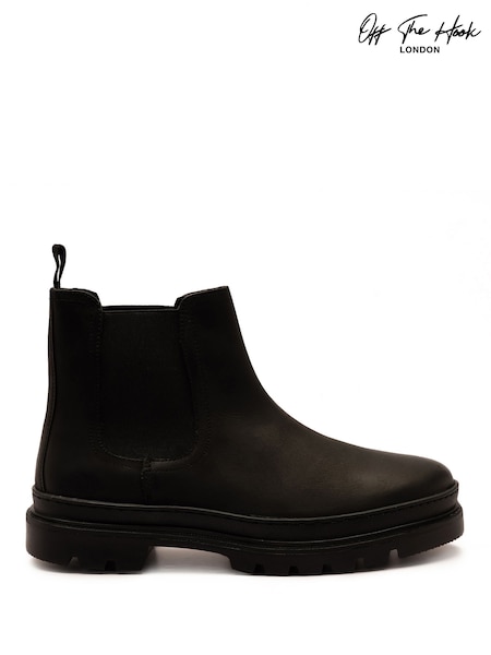 Off The Hook Black Harrison Slip On Chelsea Leather Boots (G50454) | €66.50