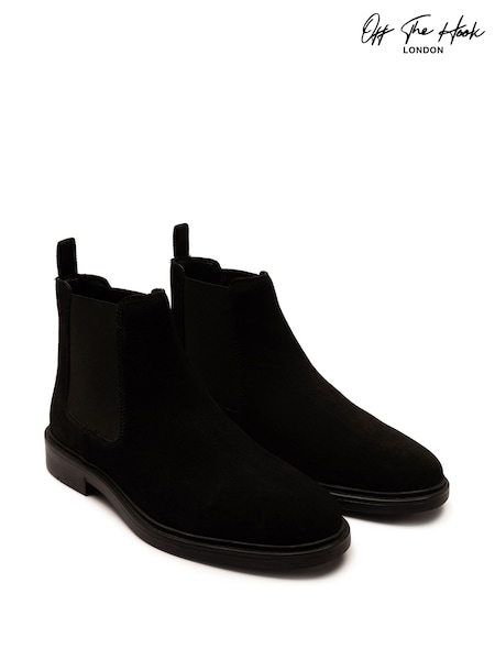 Off The Hook Black Torrance Suede Leather Slip-On Chelsea Boots (G50456) | €71