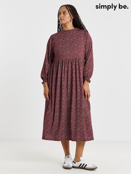 أحمر فاتح - Simply Be Supersoft Midi Dress (G50478) | ‏156 ر.ق.