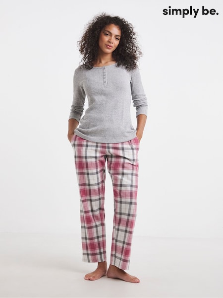 Simply Be Brown Pretty Secrets Check Henly Pyjamas Set (G50494) | 166 QAR