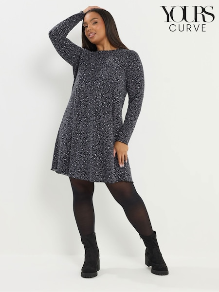 Yours Curve Grey Printed Ribbed Tunic (G50739) | R$ 305