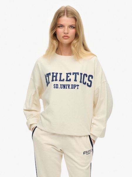 Superdry White Athletic Essentials Appliqué Crew Neck Sweatshirt (G50775) | €58