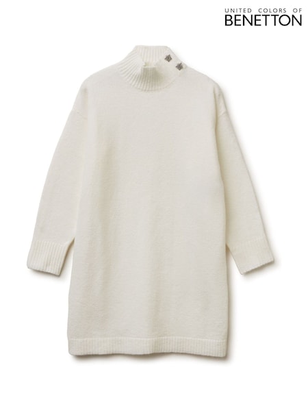 Benetton Cream High Neck Knitted Dress (G50980) | ‏260 ر.ق.