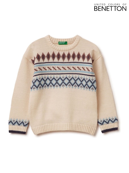 Benetton Cream Fair Isle Knitted Jumper (G50983) | R$ 355